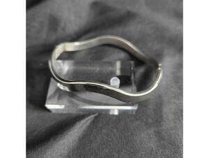 Sterling Silver Wave Hinge Bracelet 925 Modern Minimalist Bangle Stacking